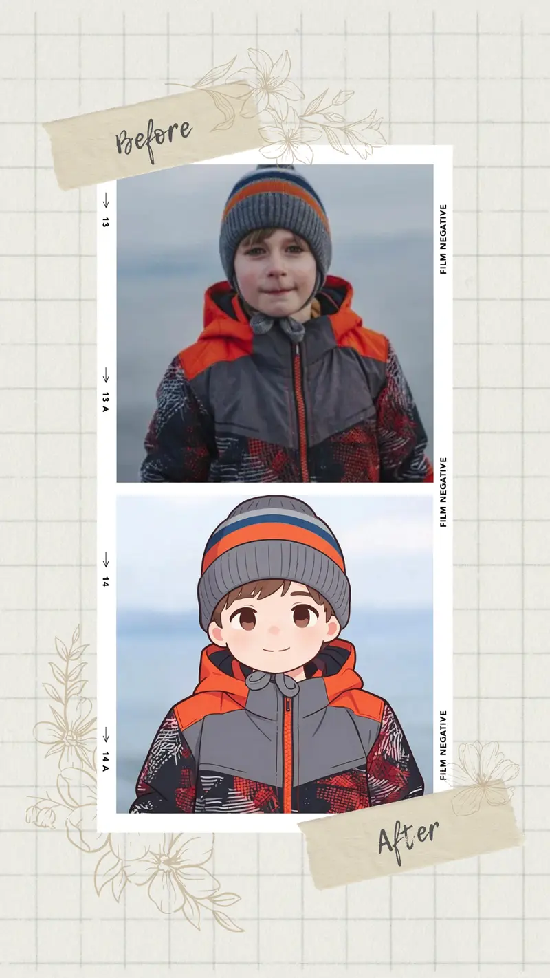 Boxy square face avatar generated from a photo, sized for a profile picture